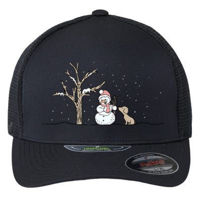 Christmas Snowman Cute Dog Xmas Holiday Minimalist Flexfit Unipanel Trucker Cap