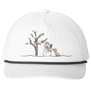 Christmas Snowman Cute Dog Xmas Holiday Minimalist Snapback Five-Panel Rope Hat