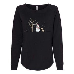 Christmas Snowman Cute Dog Xmas Holiday Minimalist Womens California Wash Sweatshirt