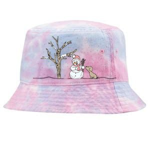 Christmas Snowman Cute Dog Xmas Holiday Minimalist Tie-Dyed Bucket Hat