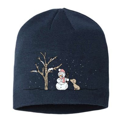 Christmas Snowman Cute Dog Xmas Holiday Minimalist Sustainable Beanie