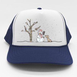 Christmas Snowman Cute Dog Xmas Holiday Minimalist Trucker Hat