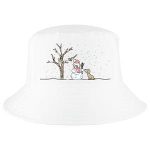 Christmas Snowman Cute Dog Xmas Holiday Minimalist Cool Comfort Performance Bucket Hat