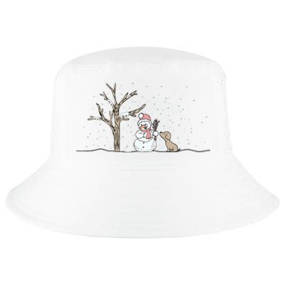 Christmas Snowman Cute Dog Xmas Holiday Minimalist Cool Comfort Performance Bucket Hat