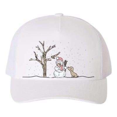 Christmas Snowman Cute Dog Xmas Holiday Minimalist Yupoong Adult 5-Panel Trucker Hat