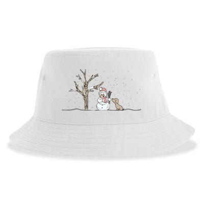 Christmas Snowman Cute Dog Xmas Holiday Minimalist Sustainable Bucket Hat