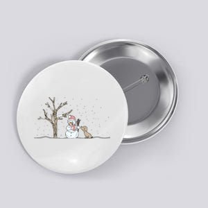 Christmas Snowman Cute Dog Xmas Holiday Minimalist Button