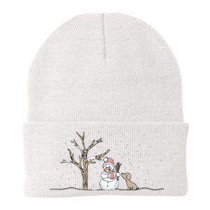 Christmas Snowman Cute Dog Xmas Holiday Minimalist Knit Cap Winter Beanie