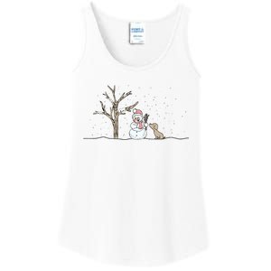 Christmas Snowman Cute Dog Xmas Holiday Minimalist Ladies Essential Tank