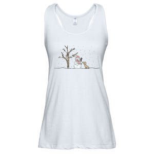 Christmas Snowman Cute Dog Xmas Holiday Minimalist Ladies Essential Flowy Tank