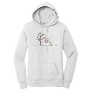 Christmas Snowman Cute Dog Xmas Holiday Minimalist Women's Pullover Hoodie