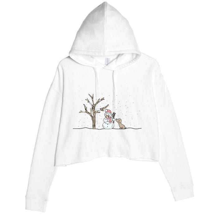 Christmas Snowman Cute Dog Xmas Holiday Minimalist Crop Fleece Hoodie