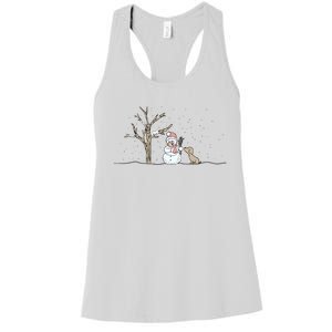 Christmas Snowman Cute Dog Xmas Holiday Minimalist Women's Racerback Tank