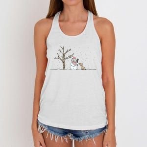 Christmas Snowman Cute Dog Xmas Holiday Minimalist Women's Knotted Racerback Tank