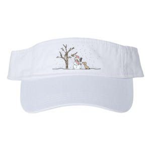 Christmas Snowman Cute Dog Xmas Holiday Minimalist Valucap Bio-Washed Visor