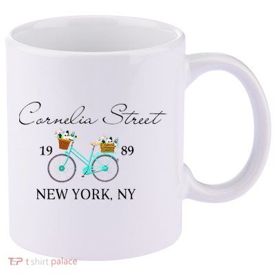 Cornelia Street Crew New York City 1989 Floral Bike Women 11oz C Handle Ceramic Mug