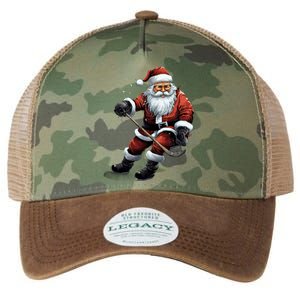 Christmas Santa Claus Playing Ice Hockey Xmas Gift Legacy Tie Dye Trucker Hat