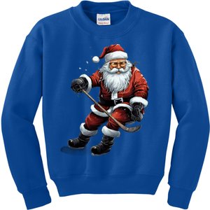 Christmas Santa Claus Playing Ice Hockey Xmas Gift Kids Sweatshirt