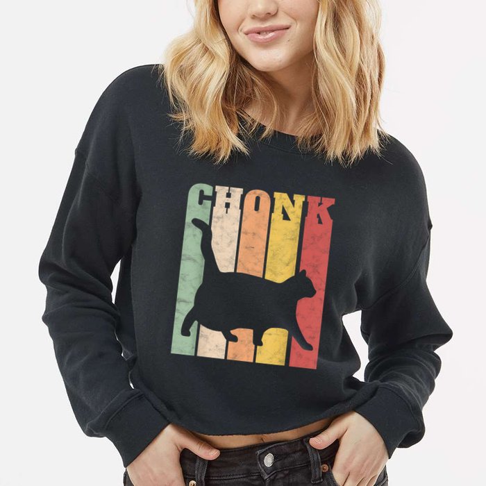 Chonk Scale Cat Meme Chonky Chonk Memes Cropped Pullover Crew