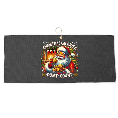 Cute Santa Cookie Funny Christmas Calories Dont Count Gift Large Microfiber Waffle Golf Towel