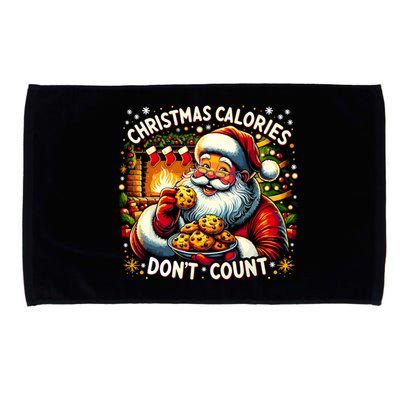 Cute Santa Cookie Funny Christmas Calories Dont Count Gift Microfiber Hand Towel