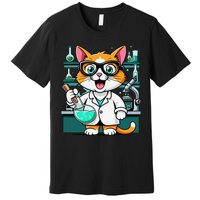 Cute Scientist Cat Lab Experiment Art Design Science Premium T-Shirt