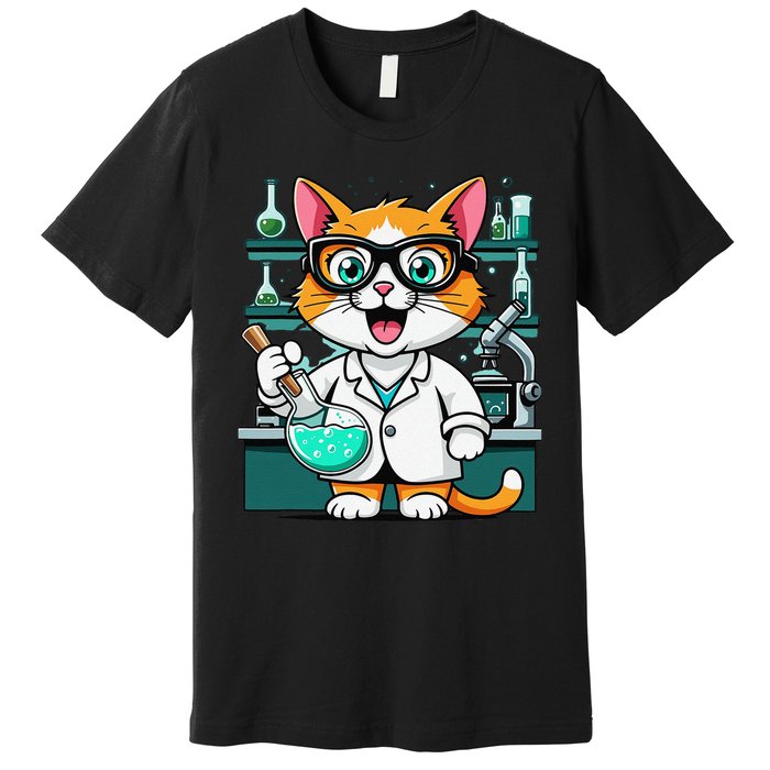Cute Scientist Cat Lab Experiment Art Design Science Premium T-Shirt