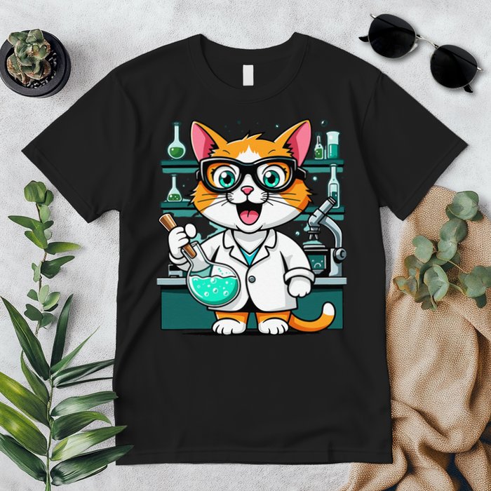 Cute Scientist Cat Lab Experiment Art Design Science Premium T-Shirt