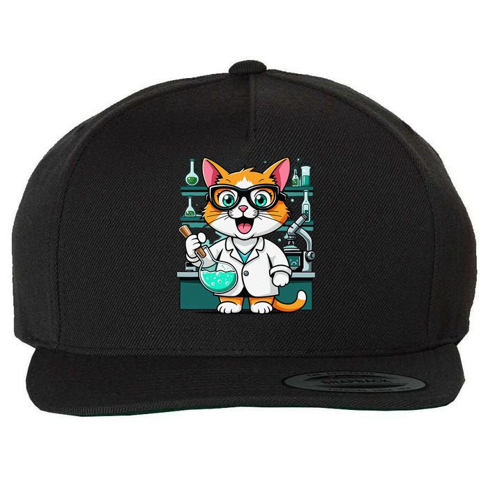 Cute Scientist Cat Lab Experiment Art Design Science Wool Snapback Cap