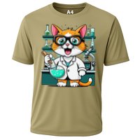 Cute Scientist Cat Lab Experiment Art Design Science Cooling Performance Crew T-Shirt
