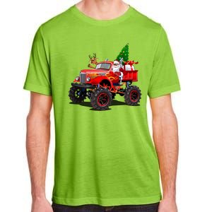 Christmas Santa Claus Reindeer Monster Truck Adult ChromaSoft Performance T-Shirt