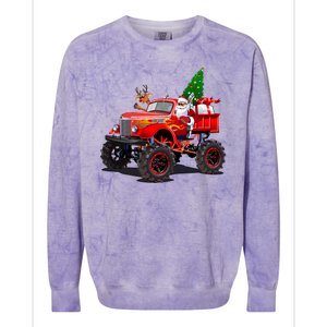 Christmas Santa Claus Reindeer Monster Truck Colorblast Crewneck Sweatshirt