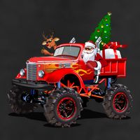 Christmas Santa Claus Reindeer Monster Truck 7 Panel Mesh Trucker Snapback Hat
