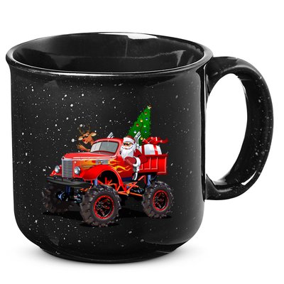 Christmas Santa Claus Reindeer Monster Truck 15oz Campfire Ceramic Mug