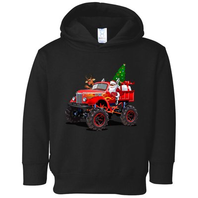 Christmas Santa Claus Reindeer Monster Truck Toddler Hoodie