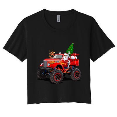 Christmas Santa Claus Reindeer Monster Truck Crop Top