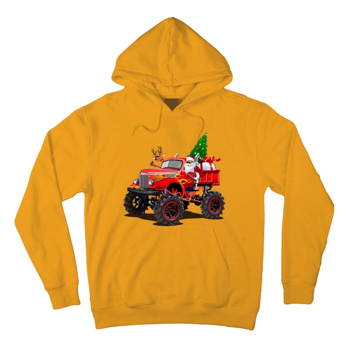 Christmas Santa Claus Reindeer Monster Truck Hoodie