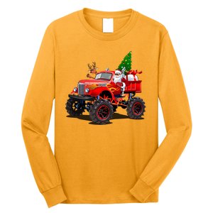 Christmas Santa Claus Reindeer Monster Truck Long Sleeve Shirt