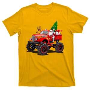 Christmas Santa Claus Reindeer Monster Truck T-Shirt