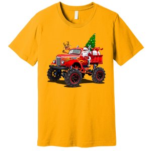 Christmas Santa Claus Reindeer Monster Truck Premium T-Shirt