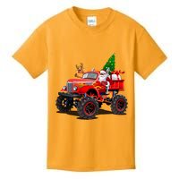 Christmas Santa Claus Reindeer Monster Truck Kids T-Shirt