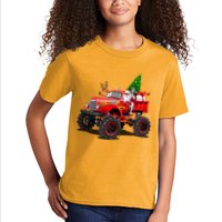 Christmas Santa Claus Reindeer Monster Truck Kids T-Shirt