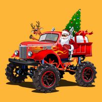 Christmas Santa Claus Reindeer Monster Truck Kids T-Shirt