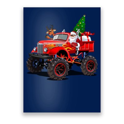 Christmas Santa Claus Reindeer Monster Truck Poster