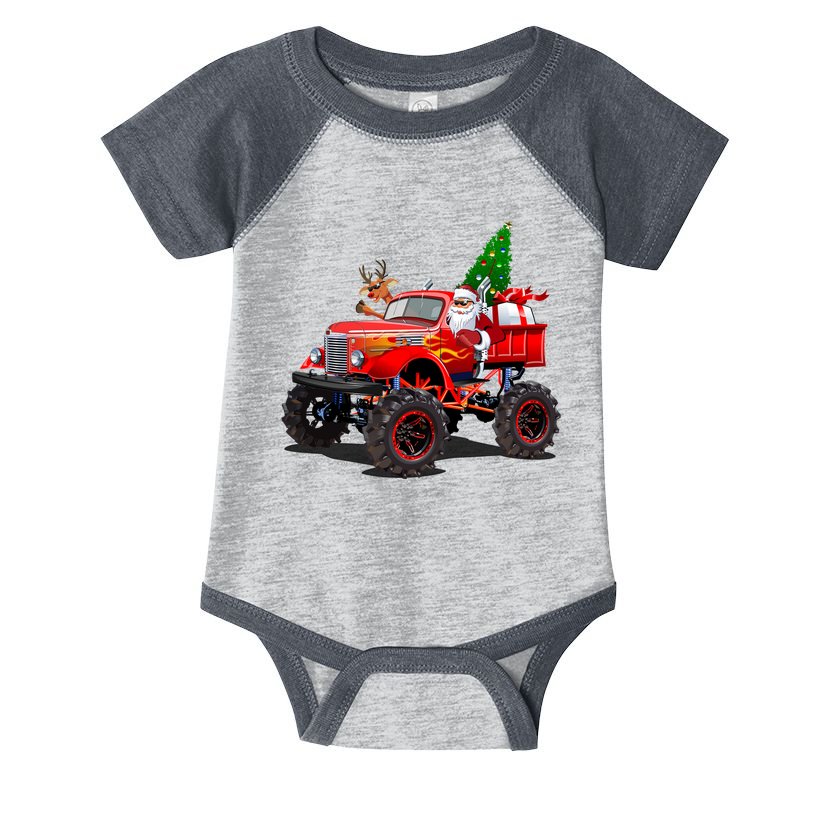 Christmas Santa Claus Reindeer Monster Truck Infant Baby Jersey Bodysuit