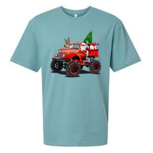 Christmas Santa Claus Reindeer Monster Truck Sueded Cloud Jersey T-Shirt