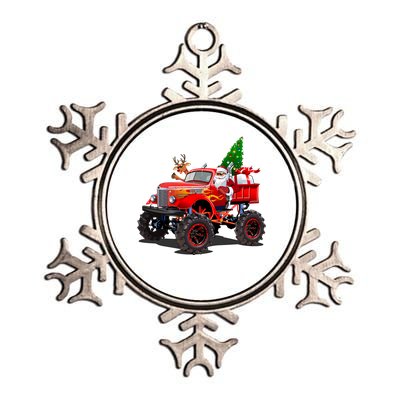 Christmas Santa Claus Reindeer Monster Truck Metallic Star Ornament