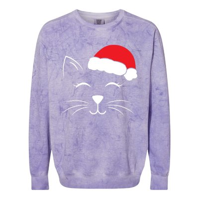 Cute Santa Cat Lover Christmas Colorblast Crewneck Sweatshirt