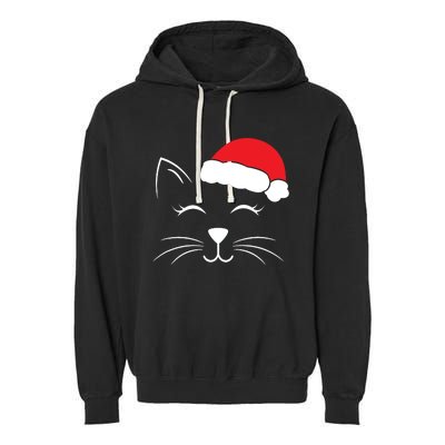 Cute Santa Cat Lover Christmas Garment-Dyed Fleece Hoodie