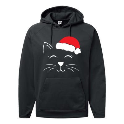 Cute Santa Cat Lover Christmas Performance Fleece Hoodie